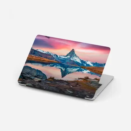 Sticker pour ordinateur portable lever matinal sur le lac Stellisee et le Cervin – Wallnifity®