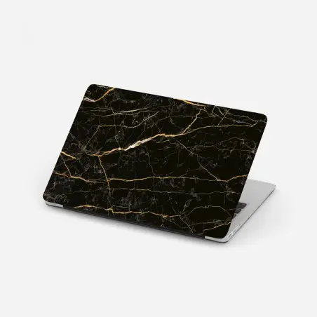 Sticker pour ordinateur portable marbre noir aux veines dorées – Wallnifity®