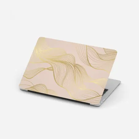 Sticker pour ordinateur portable vagues dorées sur fond beige poudré – Wallnifity®