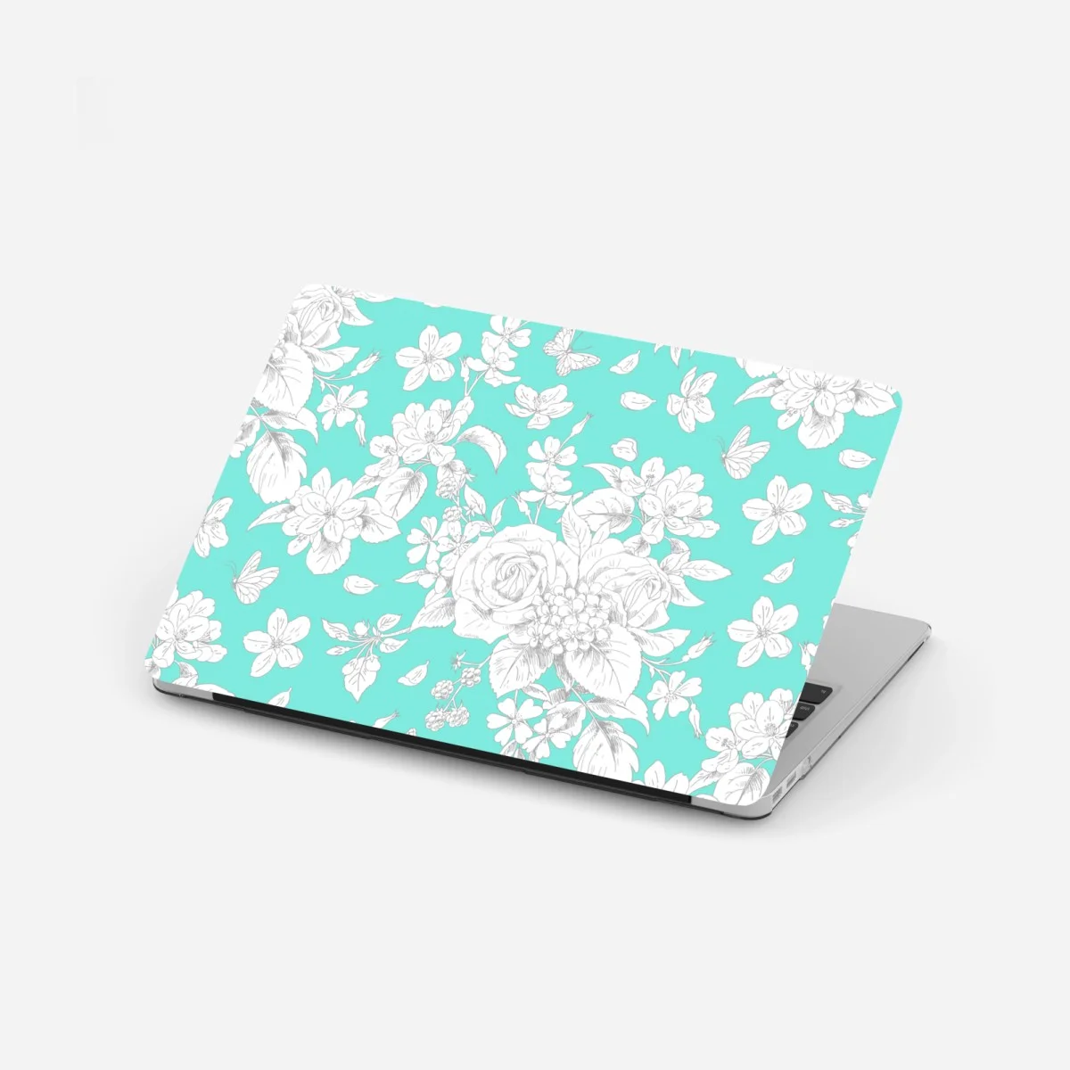 Sticker pour ordinateur portable motif floral délicat sur fond turquoise – Wallnifity® Sticker pour ordinateur portable motif floral délicat sur fond turquoise – Wallnifity®
