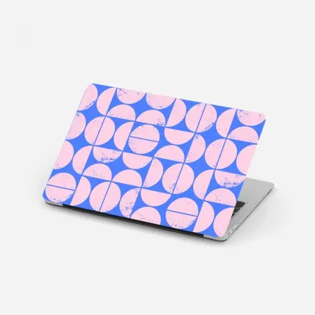 Sticker pour ordinateur portable motif géométrique rétro rose et bleu – Wallnifity®