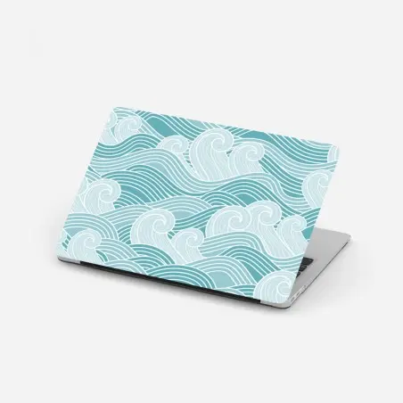 Sticker pour ordinateur portable océan stylisé en vagues turquoises – Wallnifity®