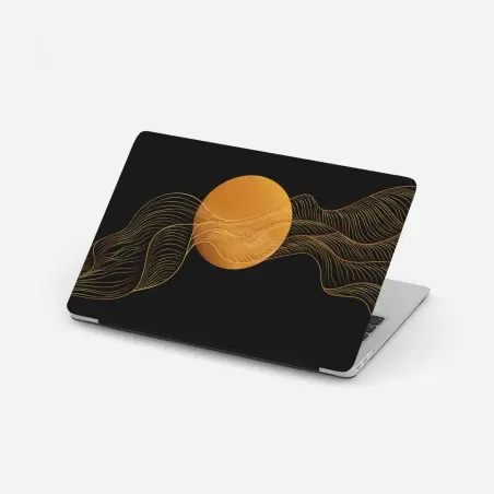Sticker pour ordinateur portable ondulations dorées sur fond noir – Wallnifity®