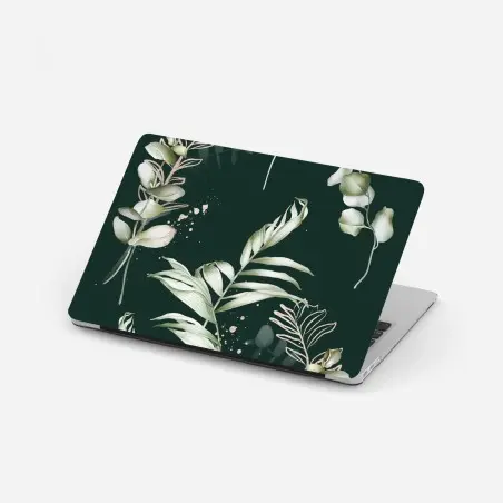Sticker pour ordinateur portable motif eucalyptus doré sur fond vert profond – Wallnifity®