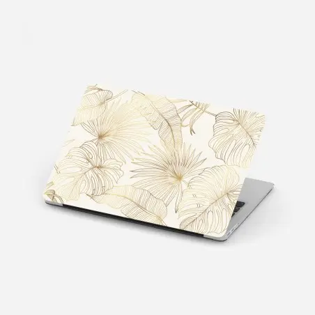 Sticker pour ordinateur portable motif feuilles tropicales dorées – Wallnifity®