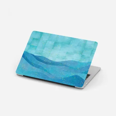 Sticker pour ordinateur portable océan abstrait turquoise et éclats dorés – Wallnifity®