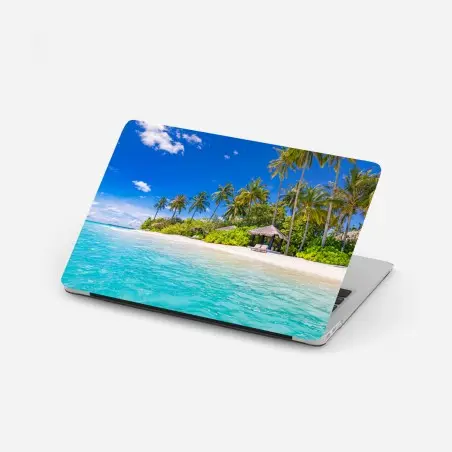 Sticker pour ordinateur portable plage tropicale paradisiaque bord de mer – Wallnifity®