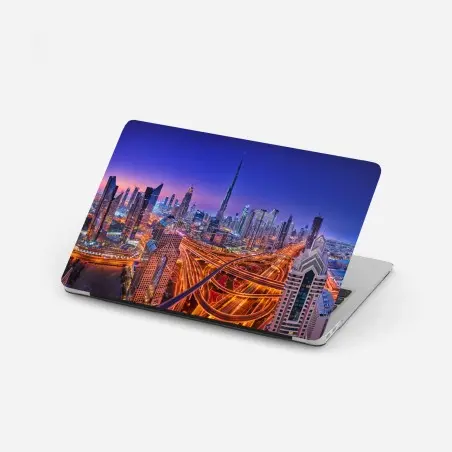 Sticker pour ordinateur portable panorama nocturne de Dubaï – Wallnifity®