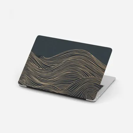 Sticker pour ordinateur portable vagues dorées en lignes fluides – Wallnifity®