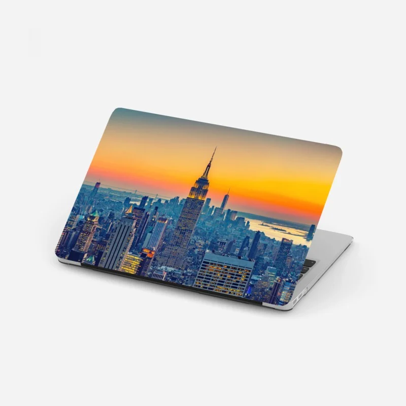 Sticker pour ordinateur portable vue panoramique de New York au coucher de soleil – Wallnifity®