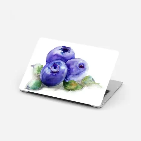 Sticker pour ordinateur portable myrtilles à l'aquarelle, composition délicate – Wallnifity®