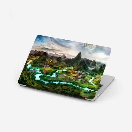 Sticker pour ordinateur portable paysage karstique avec rivière émeraude – Wallnifity®