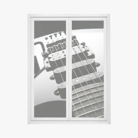 Sticker pour vitres et fenêtres gros plan contrasté d'une guitare électrique – Wallnifity®