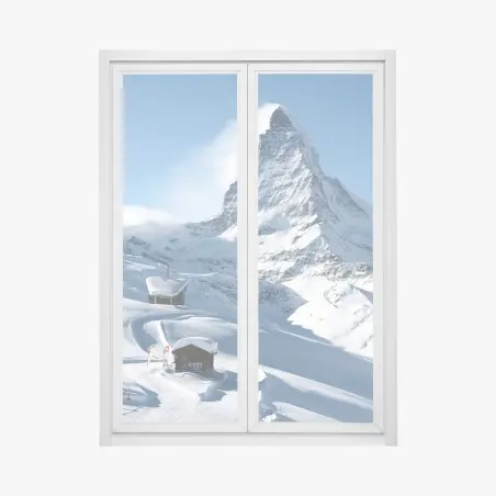 Sticker pour vitres et fenêtres Cervin majestueux : panorama hivernal – Wallnifity®