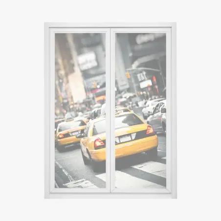 Sticker pour vitres et fenêtres scène de taxis jaunes à New York – Wallnifity®