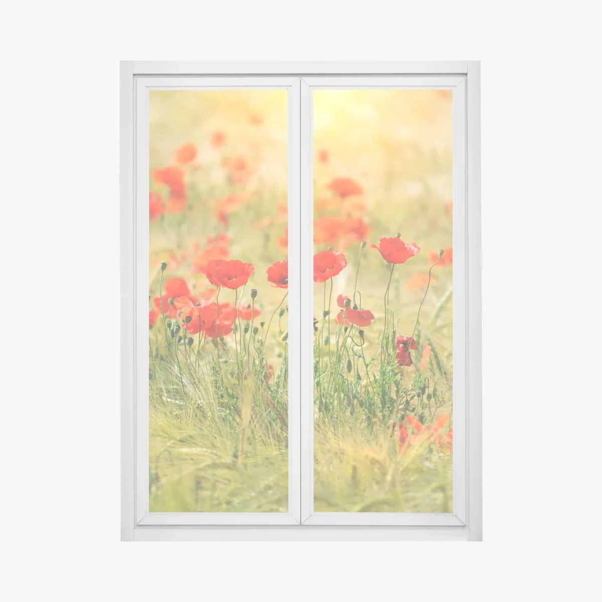 Sticker pour vitres et fenêtres champ de coquelicots au soleil doré – Wallnifity® Sticker pour vitres et fenêtres champ de coquelicots au soleil doré – Wallnifity®