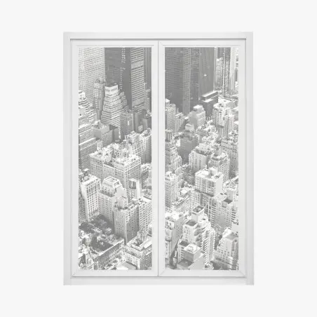 Sticker pour vitres et fenêtres horizon urbain de Manhattan en noir et blanc – Wallnifity®