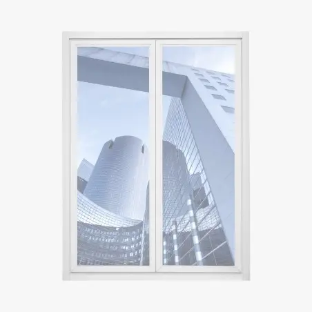 Sticker pour vitres et fenêtres perspective architecturale sur gratte-ciel modernes – Wallnifity®