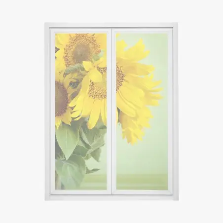 Sticker pour vitres et fenêtres bouquet de tournesols éclatants sur fond vert – Wallnifity®