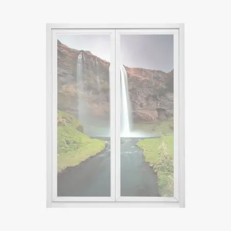 Sticker pour vitres et fenêtres cascade majestueuse et rivière paisible – Wallnifity®