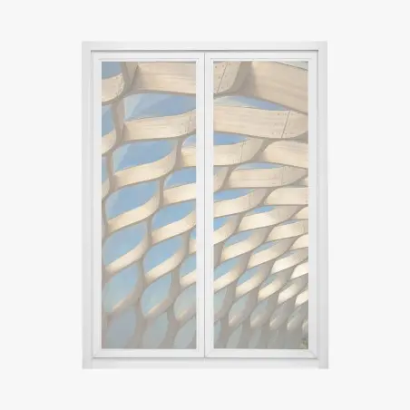 Sticker pour vitres et fenêtres voûte en treillis de bois, ciel de Chicago – Wallnifity®
