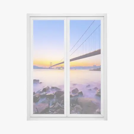 Sticker pour vitres et fenêtres pont suspendu au coucher de soleil – Wallnifity®