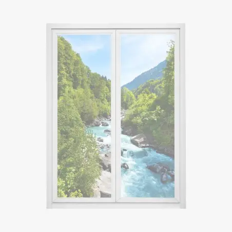 Sticker pour vitres et fenêtres rivière turquoise dans une vallée verdoyante – Wallnifity®