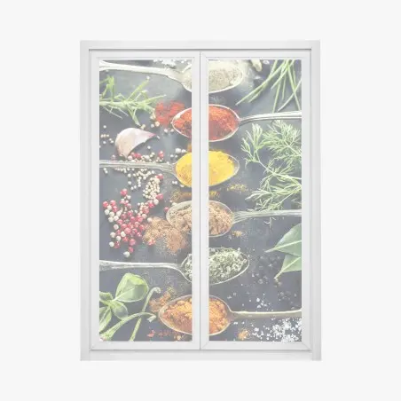 Sticker pour vitres et fenêtres palette colorée d'épices et d'herbes aromatiques – Wallnifity®