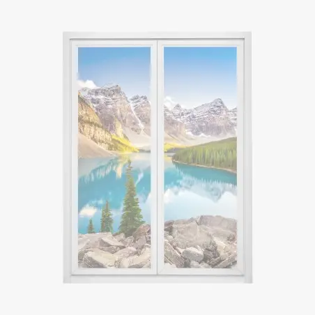 Sticker pour vitres et fenêtres panorama du lac Moraine au coucher du soleil – Wallnifity®