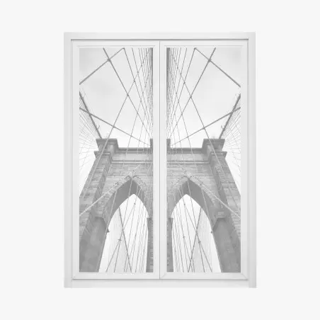 Sticker pour vitres et fenêtres perspective architecturale du pont de Brooklyn – Wallnifity®