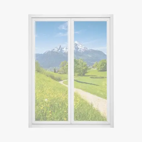 Sticker pour vitres et fenêtres chemin pittoresque vers les montagnes enneigées – Wallnifity®