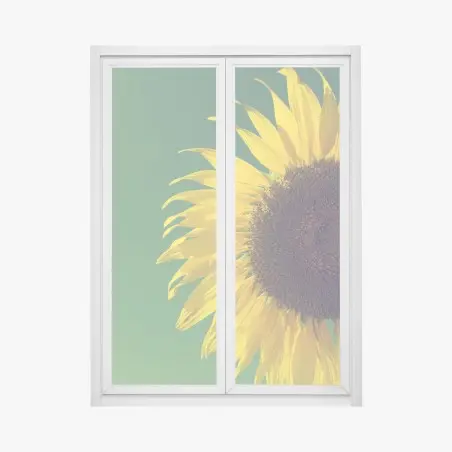 Sticker pour vitres et fenêtres tournesol rétro sur fond vert – Wallnifity®