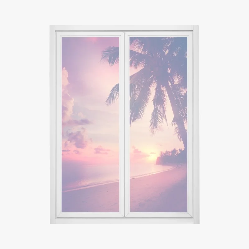 Sticker pour vitres et fenêtres paradis tropical au crépuscule – Wallnifity® Sticker pour vitres et fenêtres paradis tropical au crépuscule – Wallnifity®