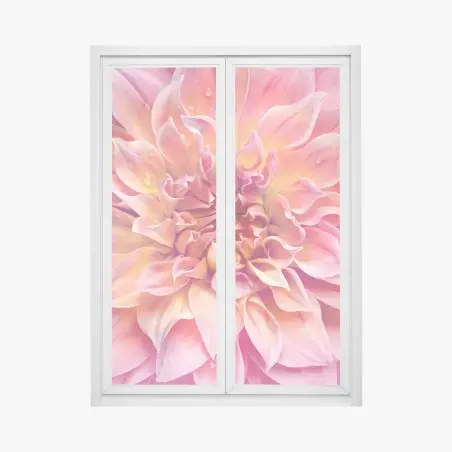Sticker pour vitres et fenêtres éclat floral rose et pêche – Wallnifity®