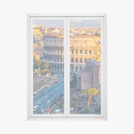 Sticker pour vitres et fenêtres vue dorée sur le Colisée de Rome – Wallnifity®