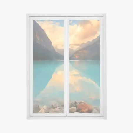 Sticker pour vitres et fenêtres lever de soleil sur Lake Louise, parc national de Banff – Wallnifity®