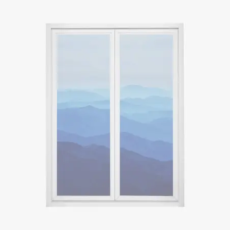 Sticker pour vitres et fenêtres couches de montagnes bleues – Wallnifity®