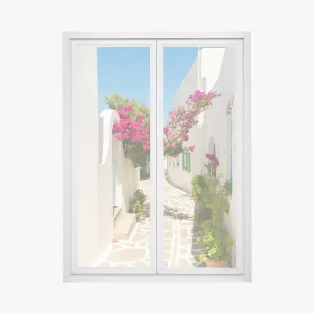 Sticker pour vitres et fenêtres allée fleurie sous le soleil – Wallnifity®