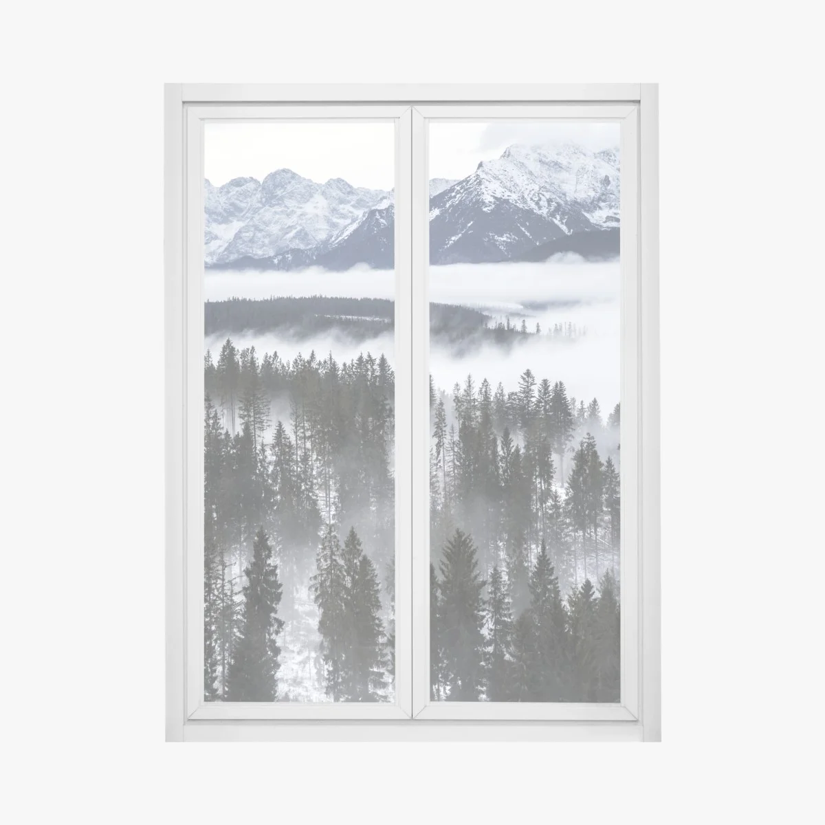 Sticker pour vitres et fenêtres brume hivernale sur les Tatras – Wallnifity® Sticker pour vitres et fenêtres brume hivernale sur les Tatras – Wallnifity®