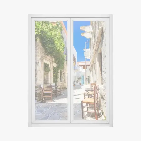 Sticker pour vitres et fenêtres ruelle méditerranéenne ensoleillée au charme ancien – Wallnifity®