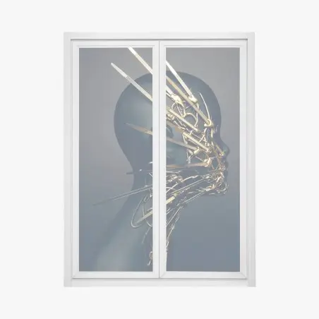 Sticker pour vitres et fenêtres visage orné d'éléments métalliques dorés – Wallnifity®