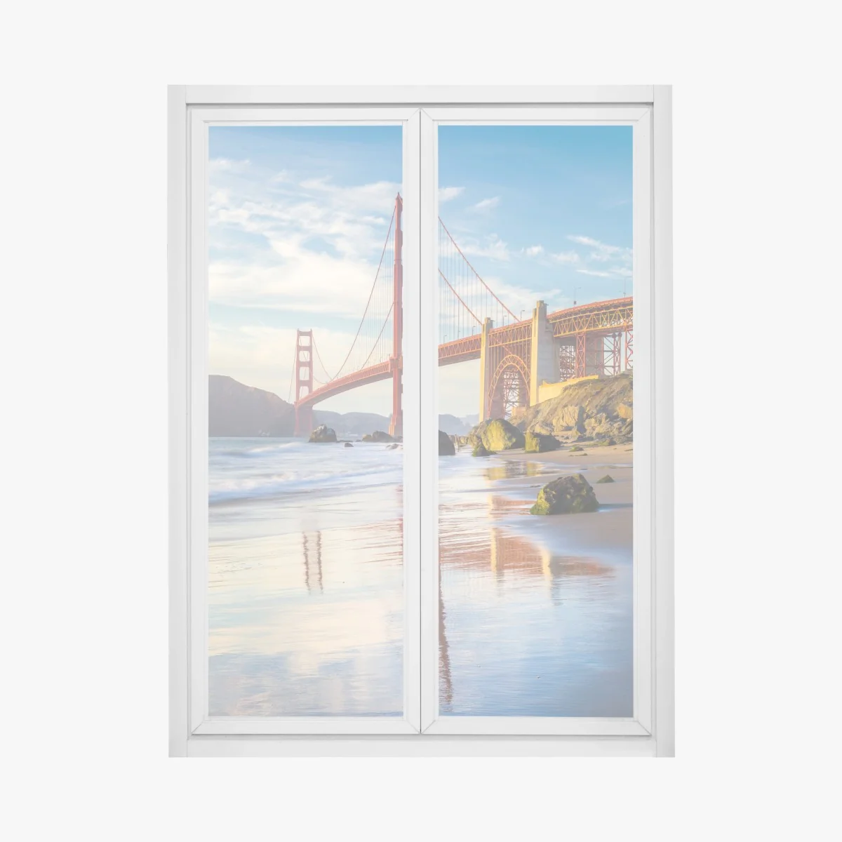 Sticker pour vitres et fenêtres reflets du Golden Gate au coucher de soleil à San Francisco – Wallnifity® Sticker pour vitres et fenêtres reflets du Golden Gate au coucher de soleil à San Francisco – Wallnifity®