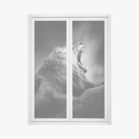 Sticker pour vitres et fenêtres roi de la savane en noir et blanc – Wallnifity®