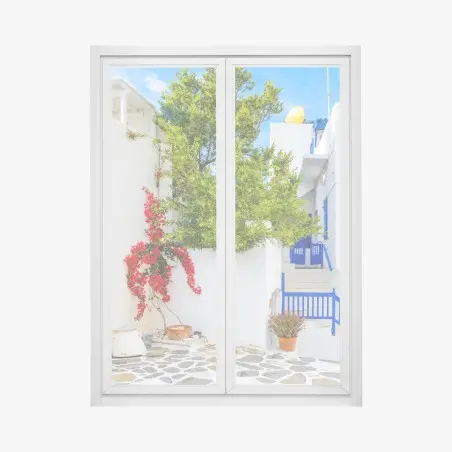 Sticker pour vitres et fenêtres ruelle méditerranéenne aux couleurs vives – Wallnifity®