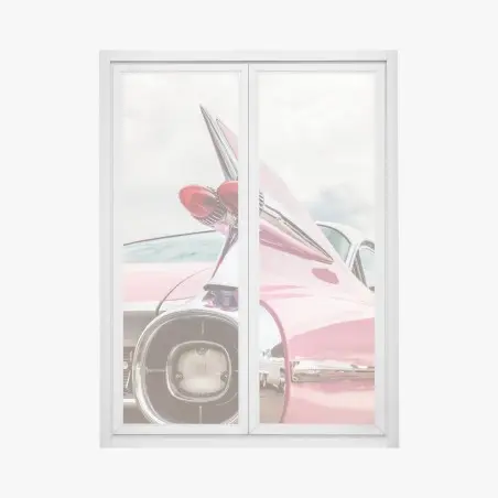 Sticker pour vitres et fenêtres ailes chromées d'une icône automobile rose – Wallnifity®
