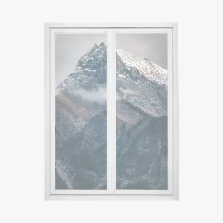 Sticker pour vitres et fenêtres sommet alpin dans la brume – Wallnifity®