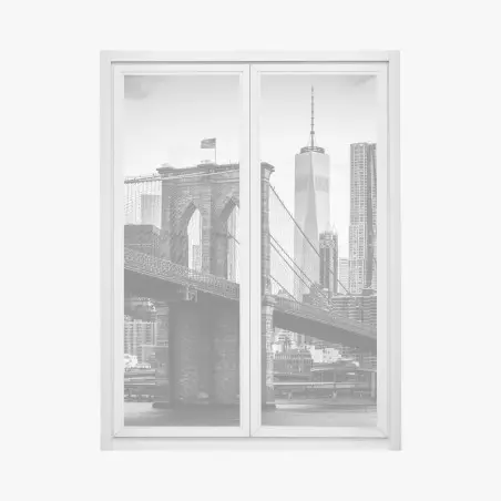Sticker pour vitres et fenêtres pont de Brooklyn et skyline de New York en noir et blanc – Wallnifity®