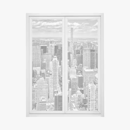 Sticker pour vitres et fenêtres panorama urbain en noir et blanc de New York – Wallnifity®