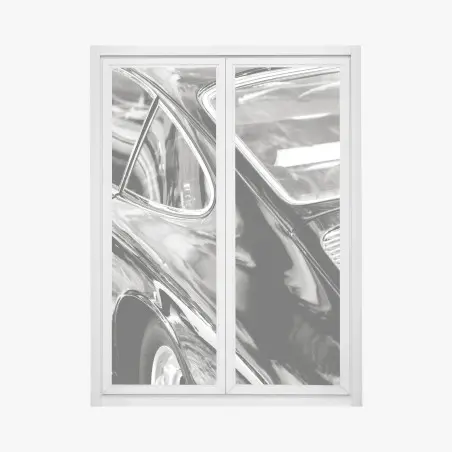 Sticker pour vitres et fenêtres élégantes courbes d'une voiture classique en noir et blanc – Wallnifity®