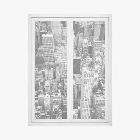Sticker pour vitres et fenêtres vue aérienne monochrome d'une métropole – Wallnifity®